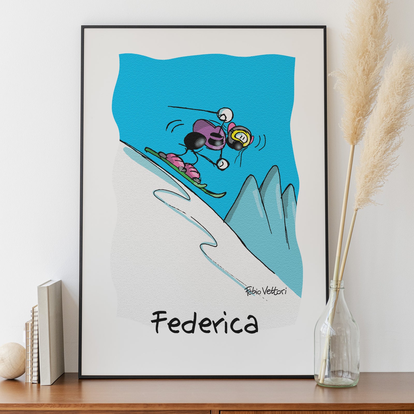 Personalized poster print with "Skier" theme