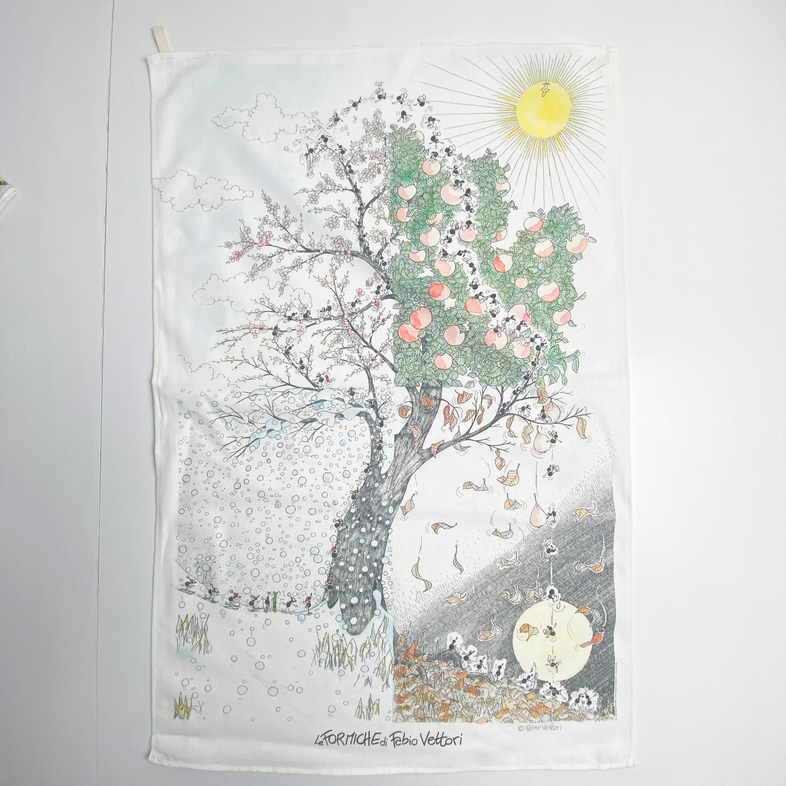 Kitchen towel 100% cotton with "4 seasons" motif 
