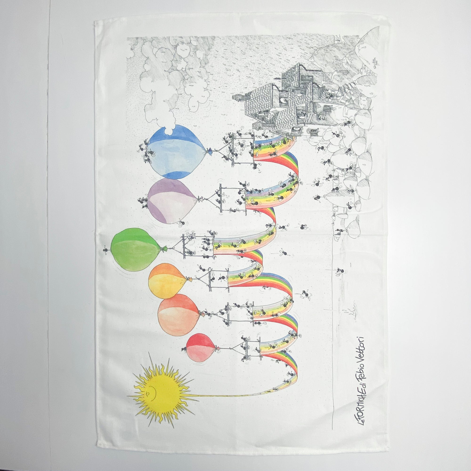 Asciugamano da Cucina asciugapiatti 100% Cotone Soggetto "Arcobaleno"