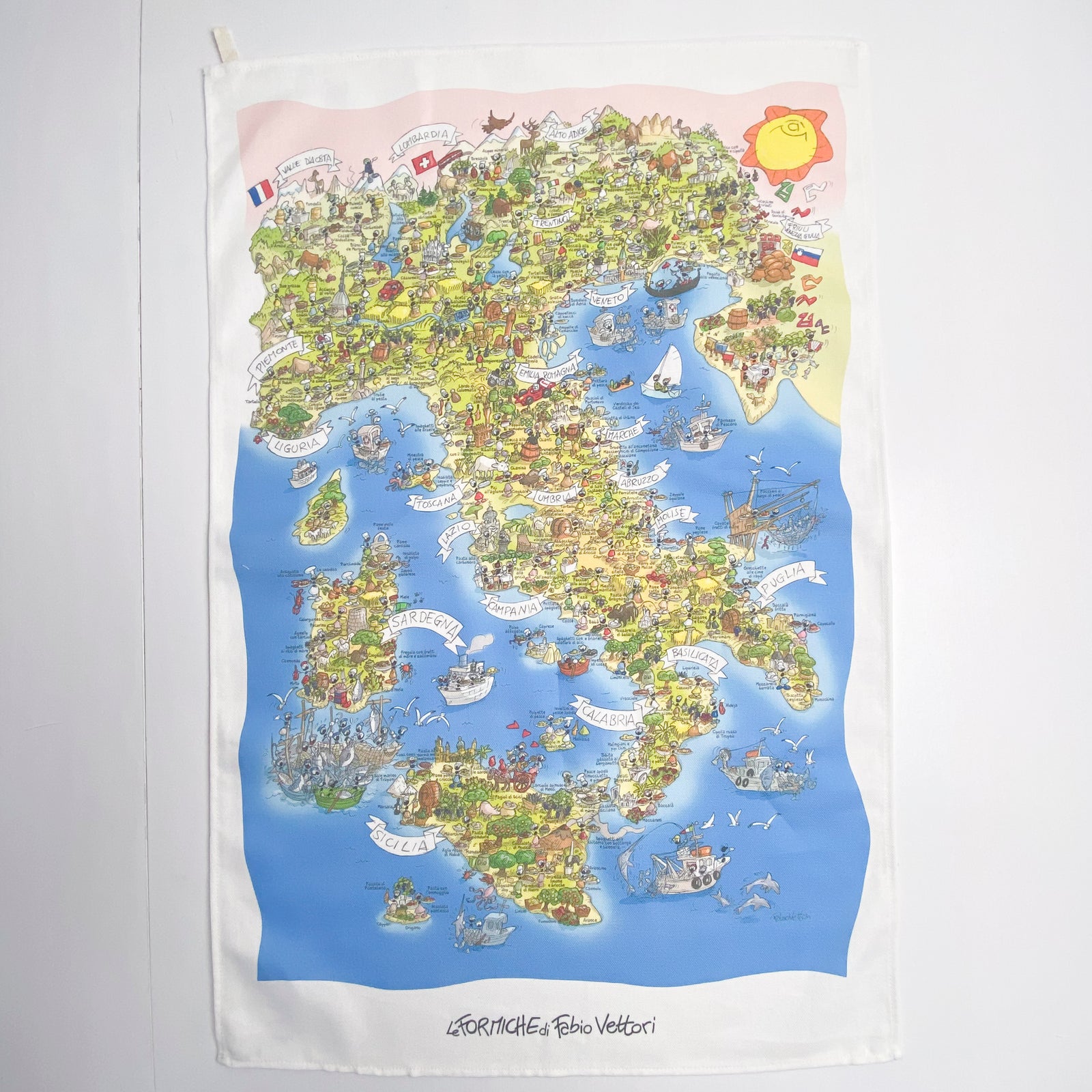 Kitchen towel 100% cotton with "Italy of flavours" motif 