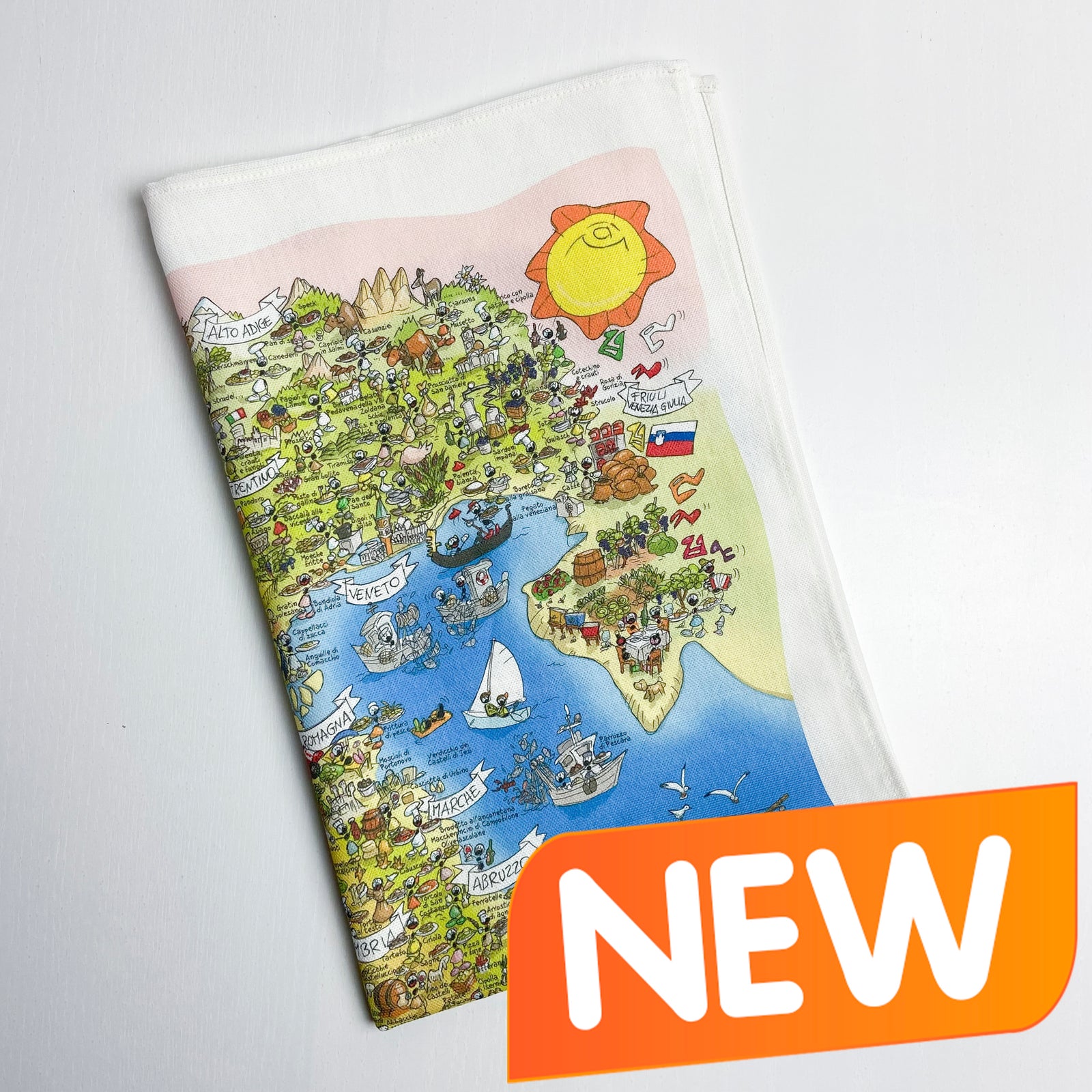 Kitchen towel 100% cotton with "Italy of flavours" motif 