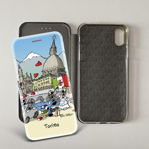 Cover artistica per Smartphone soggetto "Torino" modello con apertura "a Libro"