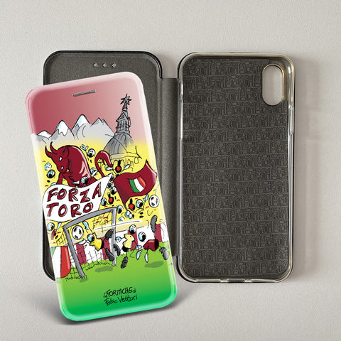 Cover artistica per Smartphone soggetto "Forza Toro" modello con apertura "a Libro"