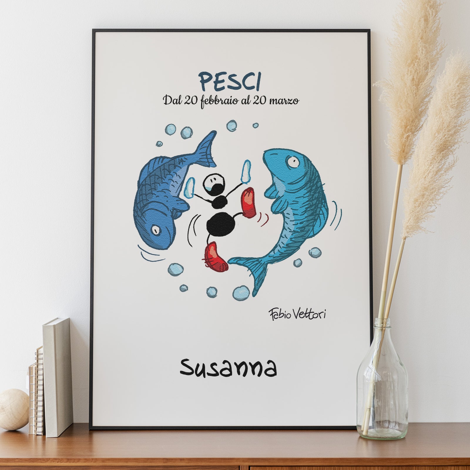 Personalized poster print with "Zodiac - Pisces" theme