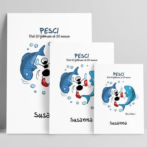 Stampa su poster personalizzata soggetto "Zodiaco - Pesci"